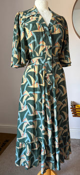 Lee Bender at Bus Stop rare vintage 1970s Art Deco geometric flutter sleeve day dress