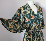 Lee Bender at Bus Stop rare vintage 1970s Art Deco geometric flutter sleeve day dress