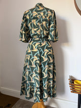 Lee Bender at Bus Stop rare vintage 1970s Art Deco geometric flutter sleeve day dress
