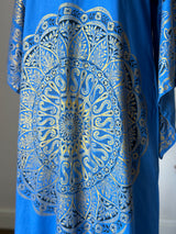 Rare Mina of England Carnaby Street 1960s/70s hooded mandala print cotton kaftan gown