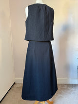 Black circle buckle 1970s midi skirt and waistcoat set - unworn