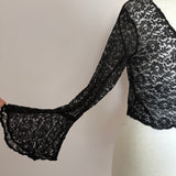 Vintage Art Deco 1930s black cobweb lace evening shrug top/jacket