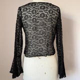 Vintage Art Deco 1930s black cobweb lace evening shrug top/jacket