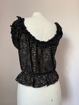 Vintage 1950s rockabilly Estella Styles black lace gypsy top