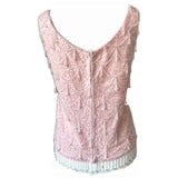 Iridescent shell pink vintage 1950s beaded and sequinned lambswool top