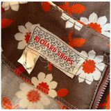 Daisy print vintage late 1960s brown, orange and white cotton maxi dress