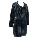 Black and white velvet vintage 1960s polkadot mini dress