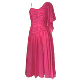 Barbie pink vintage 1980s asymmetric chiffon party dress