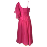 Barbie pink vintage 1980s asymmetric chiffon party dress