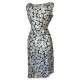Floral print tricel vintage 1960s peplum day dress with pleated skirt