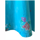 Turquoise floral cotton vintage 1960s summer day dress