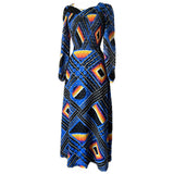 Vera Mont vintage 1970s cobalt blue lurex flecked space age maxi dress