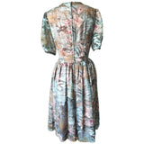 Watercolour scenic print chiffon vintage chiffon day dress