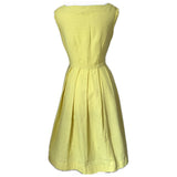 Lemon yellow waffle cotton vintage 1950s day dress