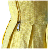 Lemon yellow waffle cotton vintage 1950s day dress