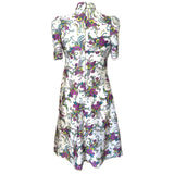Psychedelic floral vintage 1960s puff sleeved day dress
