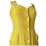 Yellow and black polkadot vintage 1960s wiggle dress