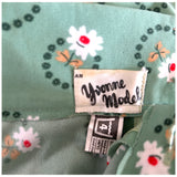 Spearmint green daisychain floral 1970s a-line skirt
