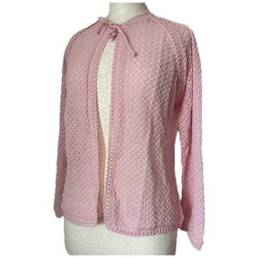 Unworn pastel pink waffle knit vintage St Michael bed jacket cardigan