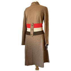 Fudge brown mod colourblock waist unworn 1960s day dress
