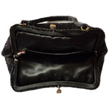 Black glass beaded vintage 1950s evening bag