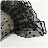 Polkadot mesh net vintage frill wrist black gloves