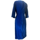 Cobalt blue velvet 1960s vintage wiggle dress