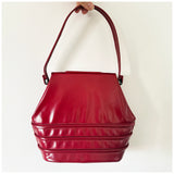Deco cherry red vinyl vintage 1940s handbag