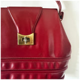 Deco cherry red vinyl vintage 1940s handbag