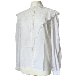 Vintage 1980s BHS Edwardian style white cottagecore blouse
