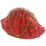 Exquisite vintage 1930s/40s embroidered raspberry red evening / cocktail bag