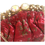 Exquisite vintage 1930s/40s embroidered raspberry red evening / cocktail bag