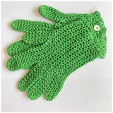 Green crochet knit vintage gloves
