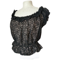 Vintage 1950s rockabilly Estella Styles black lace gypsy top
