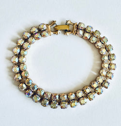 Aurora borealis rhinestone vintage bracelet
