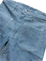 Vintage 1970s light blue denim cotton flares with front patch pockets