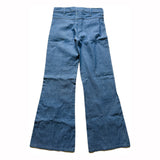 Vintage 1970s light blue denim cotton flares with front patch pockets