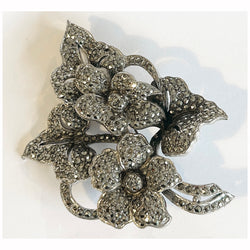 Large twinkling vintage marcasite flower bouquet brooch