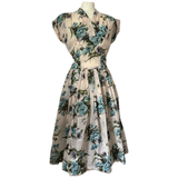 Blush white nylon floral vintage 1950s day dress