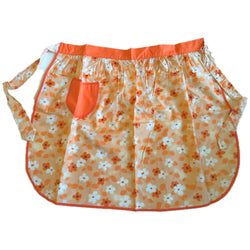 Orange floral 1960s vintage unworn cotton apron