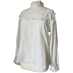 BHS vintage 1980s Victorian inspired white ruffle trim blouse