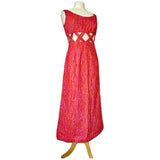 Vintage 1960s pink & orange cotton dress with cut-out midriff