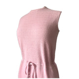 Pink knit vintage 1960s shift dress with drawstring waist