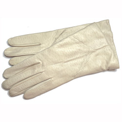 Unworn cream leather vintage 1970s Prova gloves with cotton lining size 6.5