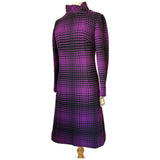 Violet purple and black check mod 1960s unworn Wolsey day dress