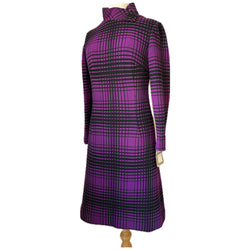 Violet purple and black check mod 1960s unworn Wolsey day dress