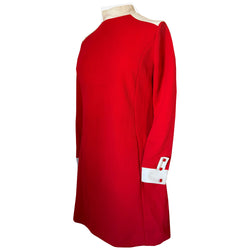 St Michael red and white polyester mod 1960s mini dress