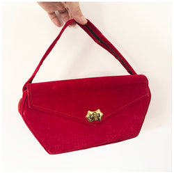 Vintage 1940s red velvet box bag