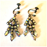 Vintage mid-century screw-back rhinestone chandelier earrings