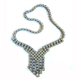 Mid-century deco vintage cascading rhinestone necklace